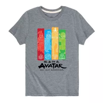 Футболка с цветными блоками и графическим рисунком «Аватар: последний маг воздуха» для мальчиков 8–20 лет Licensed Character, серый