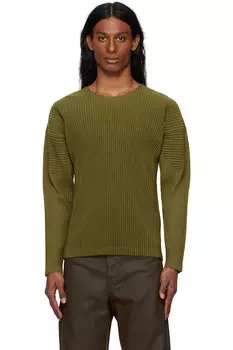 Футболка с цветными складками Homme Pliss Issey Miyake, зеленый