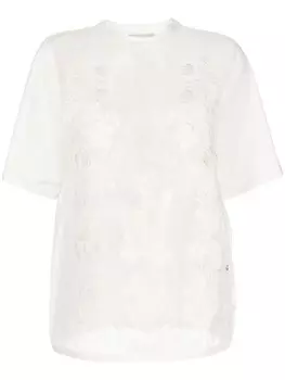 Футболка с цветочной аппликацией Elie Saab, белый