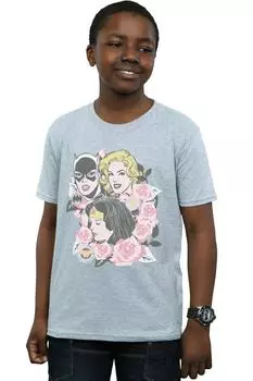 Футболка с цветочной рамкой Super Powers DC Comics, серый