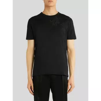 Футболка с цветочной вышивкой Etro, черный