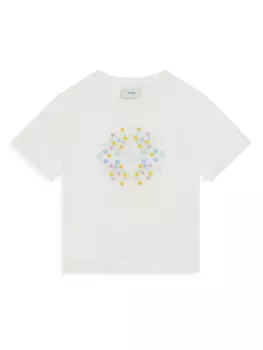 Футболка с цветочной вышивкой Fendi Kids, белый
