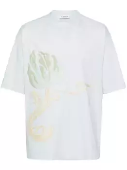 Футболка с цветочной вышивкой Lanvin, синий