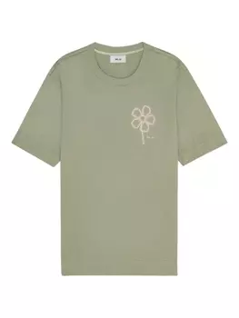 Футболка с цветочной вышивкой NN07, зеленый