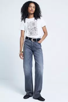 Футболка с цветочной вышивкой River Island, белый