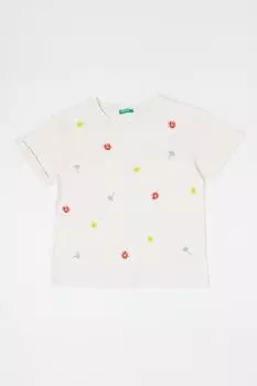 Футболка с цветочной вышивкой United Colors Of Benetton, белый