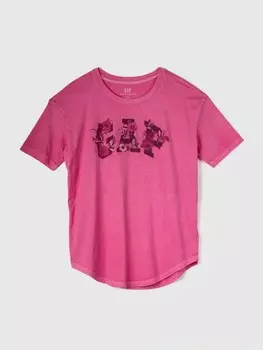 Футболка с цветочным логотипом Gap, розовый