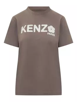 Футболка с цветочным логотипом Kenzo, коричневый