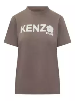 Футболка с цветочным логотипом KENZO, коричневый