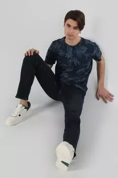 Футболка с цветочным принтом Colin'S, синий