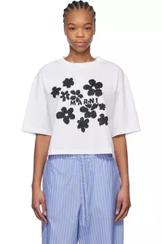 Футболка с цветочным принтом Daisy Garden Marni, белый