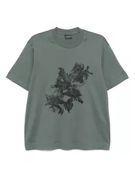 Футболка с цветочным принтом Emporio Armani, зеленый