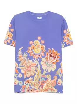Футболка с цветочным принтом ETRO, синий