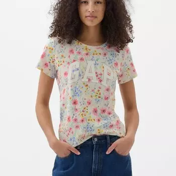 Футболка с цветочным принтом и логотипом Gap, белый