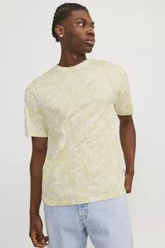 Футболка с цветочным принтом и овальным вырезом Jack & Jones, белый
