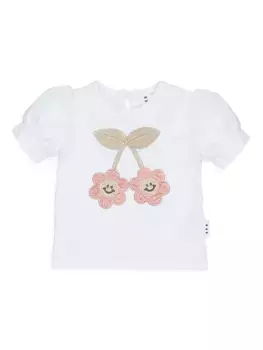Футболка с цветочным принтом и пышными рукавами для маленьких девочек, маленьких девочек и девочек Huxbaby, мультиколор
