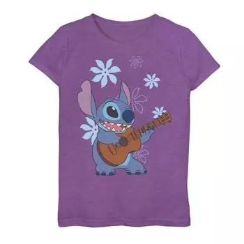 Футболка с цветочным принтом и рисунком гитары Disney's Lilo & Stitch для девочек 7–16 лет Licensed Character