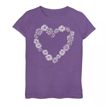 Футболка с цветочным принтом Love для девочек 7–16 лет Daisy Heary Licensed Character, цвет Purple Heather