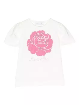 Футболка с цветочным принтом Monnalisa, белый