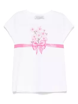 Футболка с цветочным принтом Monnalisa, белый