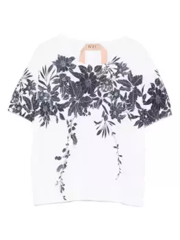 Футболка с цветочным принтом N21, белый
