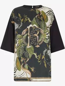 Футболка с цветочным принтом Roberto Cavalli, зеленый