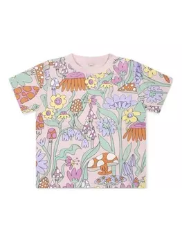 Футболка с цветочным принтом Stella McCartney Kids, розовый