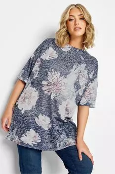 Футболка с цветочным принтом Yours, синий