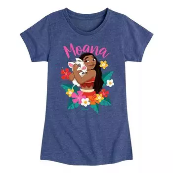 Футболка с цветочным рисунком для девочек 7–16 лет Disney's Moana Girls Licensed Character