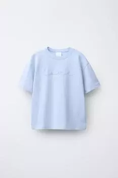 Футболка с цветочным рисунком и аппликациями из бисера ZARA, синий