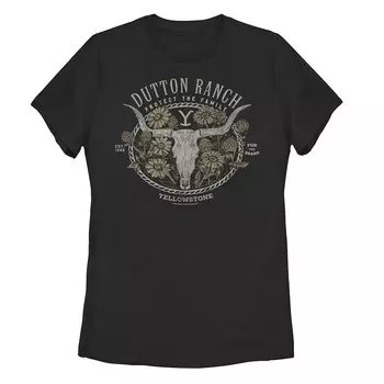 Футболка с цветочным рисунком и графическим логотипом Yellowstone Dutton Ranch для юниоров Licensed Character, черный