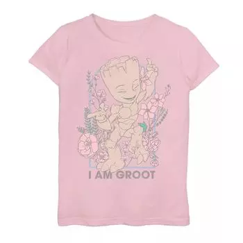 Футболка с цветочным рисунком и рисунком «Marvel Guardians Of The Galaxy I Am Groot» для девочек 8–20 лет размера плюс Licensed Character