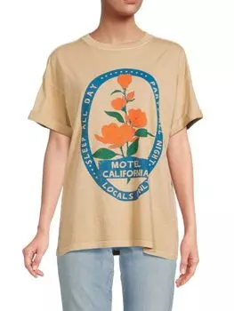 Футболка с цветочным рисунком только для местных жителей Girl Dangerous, бежевый