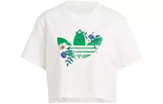 Футболка с цветочным трилистником Fashion Graphics белого цвета Adidas Originals