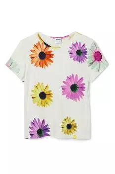 Футболка с цветочным узором Desigual, белый