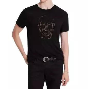 Футболка с декоративным черепом черного цвета John Varvatos
