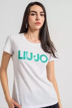 Футболка с декоративными камнями Liu Jo, белый