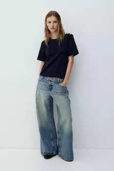 Футболка с декоративными пуговицами H&M, синий