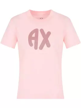 Футболка с декорированным логотипом Armani Exchange, розовый