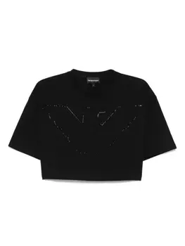 Футболка с декорированным логотипом Emporio Armani, черный