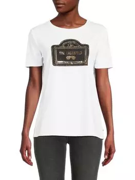Футболка с декорированным логотипом Karl Lagerfeld Paris, белый
