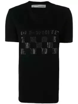 Футболка с декорированным логотипом OFF-WHITE, черный