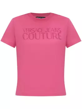 Футболка с декорированным логотипом Versace Jeans Couture, розовый