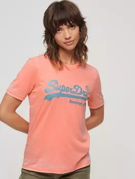 Футболка с декорированным логотипом Vintage Superdry, фьюжн коралл