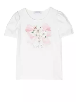 Футболка с декором Chic Monnalisa, белый