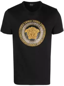Футболка с декором Medusa и кристаллами VERSACE, черный