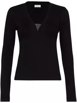 Футболка с декором Monili Brunello Cucinelli, черный
