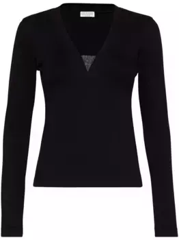 Футболка с декором Monili Brunello Cucinelli, черный