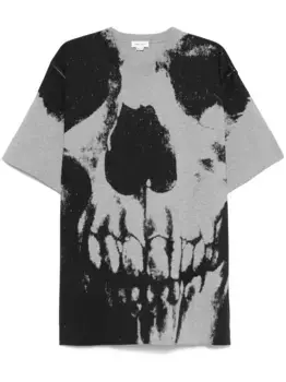 Футболка с декором Skull Alexander McQueen, серый