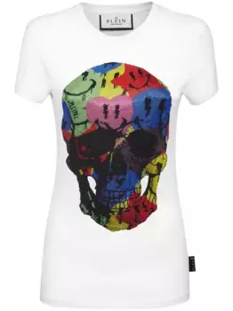 Футболка с декором Skull и стразами Philipp Plein, белый